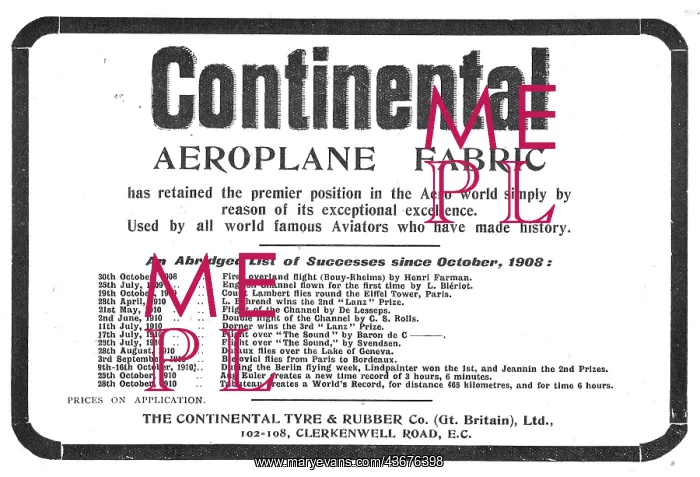 : Continental Aeroplane Fabric Successes To Date : Continental Aeroplane Fabric Successes To Date