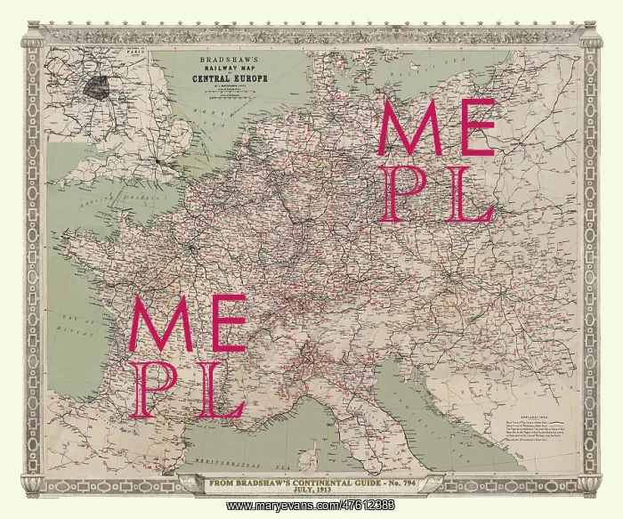  : Continental Railway Map of Central Europe