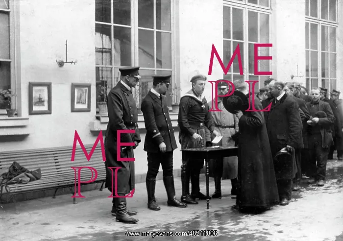 : Control meeting for Belgian men in Blankenberghe, 1916 : Control meeting for Belgian men in Blankenberghe, 1916