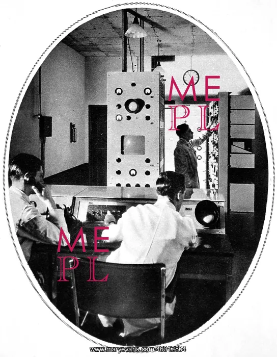 : The control room of the Baird apparatus, showing the vision : The control room of the Baird apparatus, showing the vision