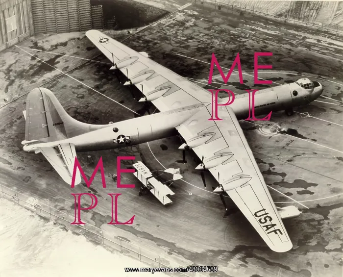 : Convair B-36D and a Curtiss-type pusher biplane : Convair B-36D and a Curtiss-type pusher biplane