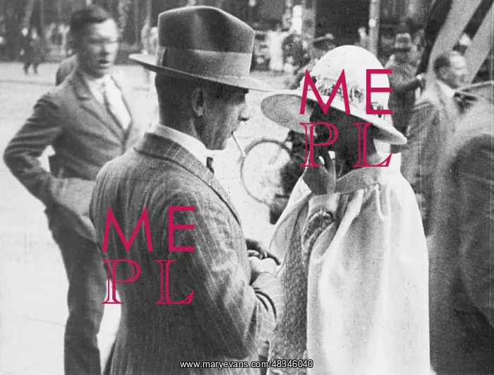 : Conversation on a street, 1920s : Conversation on a street, 1920s