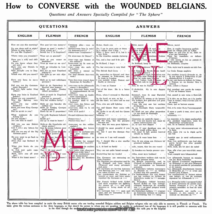 : How to Converse with Wounded Belgians, WW1 : How to Converse with Wounded Belgians, WW1