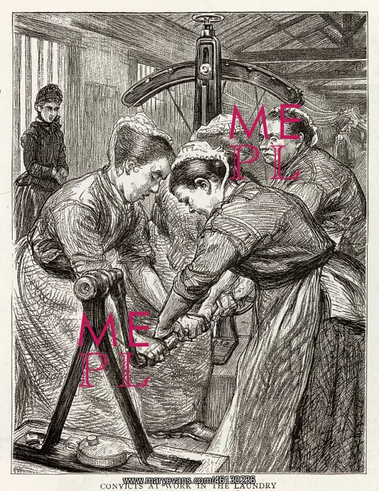 : Convicts at work in a laundry 1889 : Convicts at work in a laundry 1889