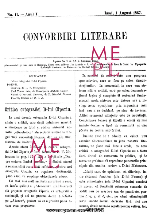 : Convorbiri Literare, 1.8.1867 : Convorbiri Literare, 1.8.1867