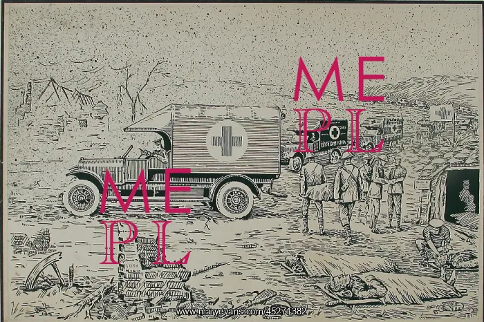 : A convoy of ambulances collecting wounded : A convoy of ambulances collecting wounded