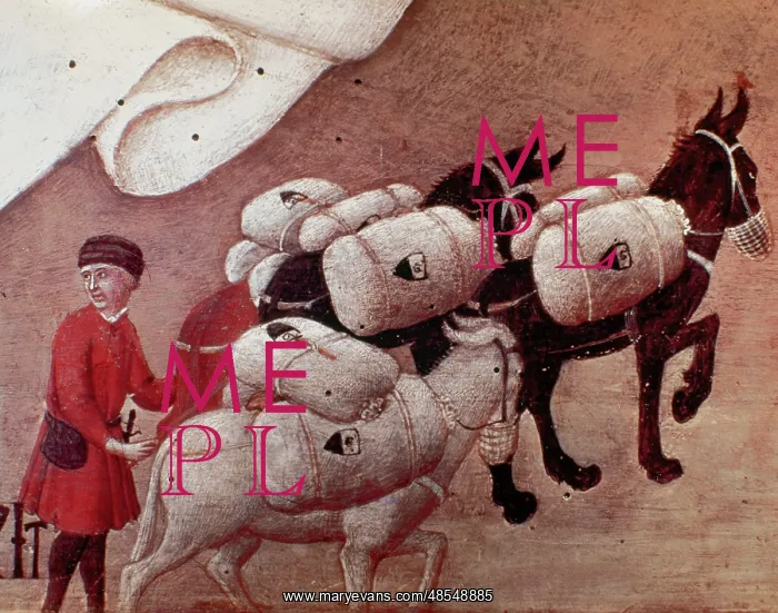  : Convoy with mules. 15th century