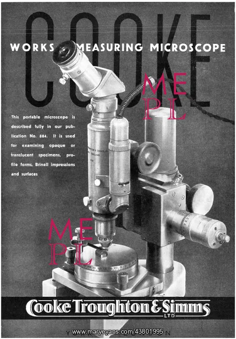 : Cooke Works Measuring Microscope : Cooke Works Measuring Microscope