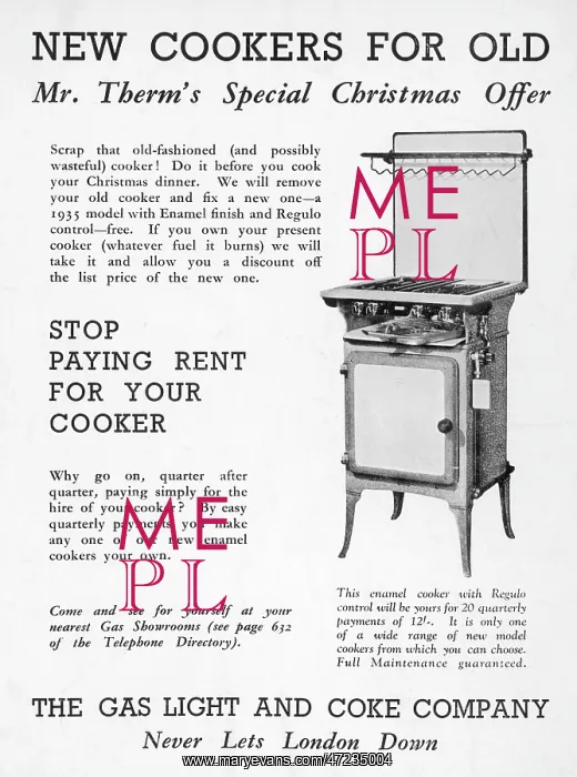 : COOKER ADVERT 1935 : COOKER ADVERT 1935