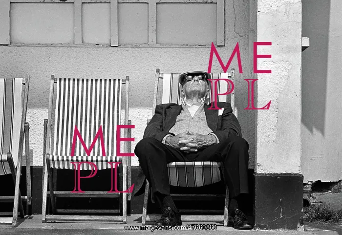 : Cool old man in seaside shelter : Cool old man in seaside shelter