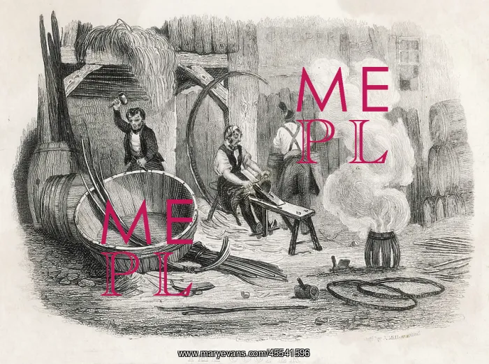  : Three coopers at work manufacturing barrels