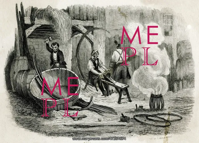  : Three coopers at work manufacturing barrels