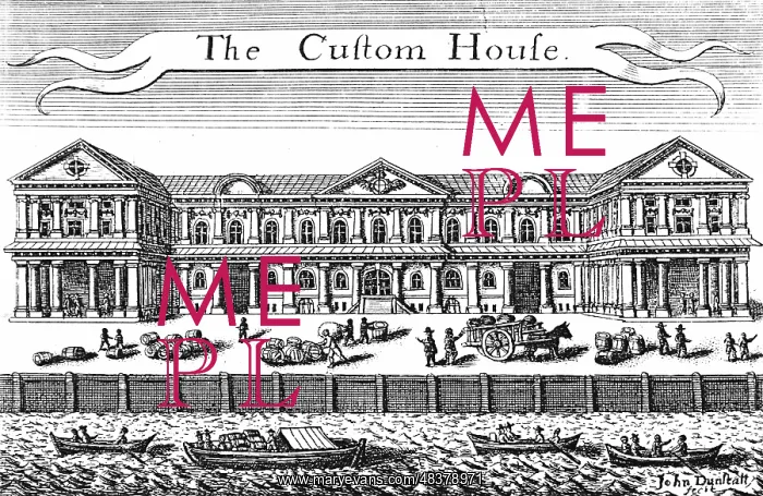 : Copperplate engraving depicting Custom House, London : Copperplate engraving depicting Custom House, London