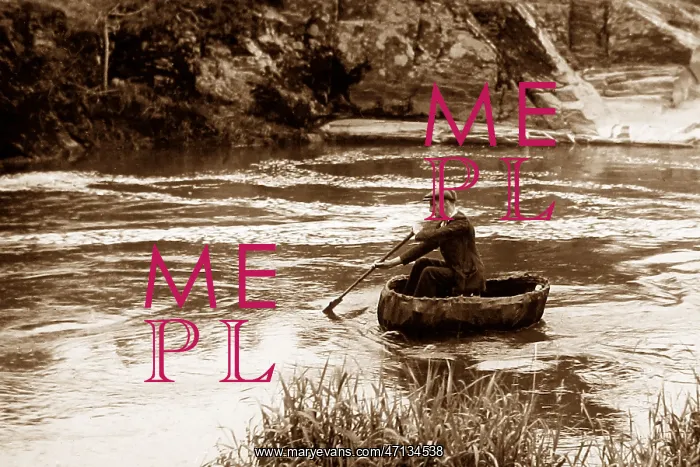  : Coracle on River Teifi at Cenarth, Wales probably 1930s