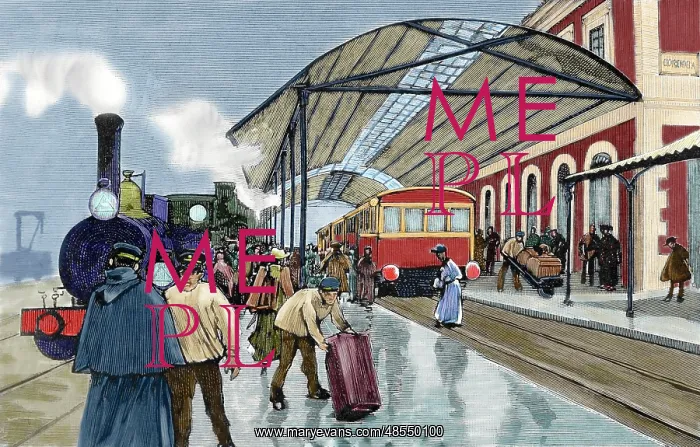 : Cordoba Station. Arrival of a passenger train from Madrid : Cordoba Station. Arrival of a passenger train from Madrid