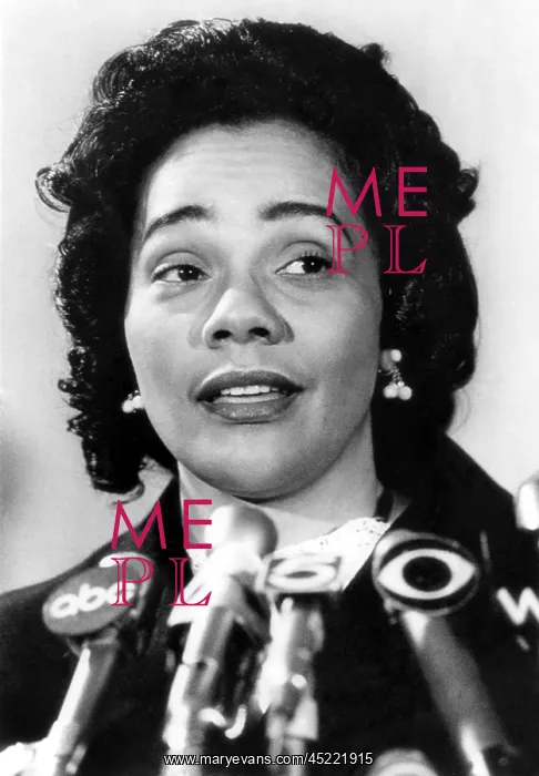 : Coretta Scott King, speaking at a press ? : Coretta Scott King, speaking at a press ?