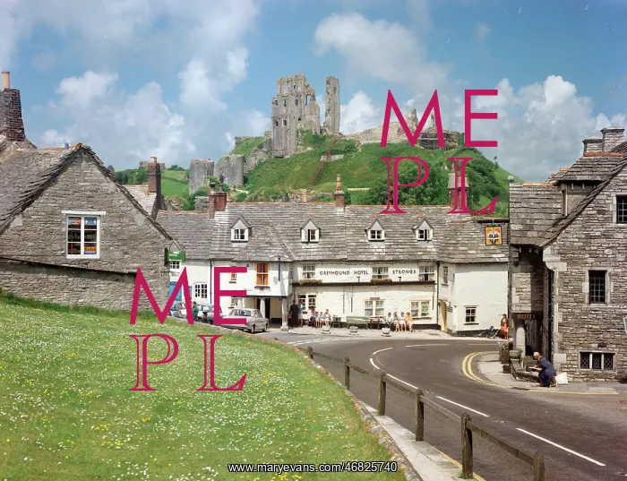: Corfe Castle from the village, Corfe Castle : Corfe Castle from the village, Corfe Castle