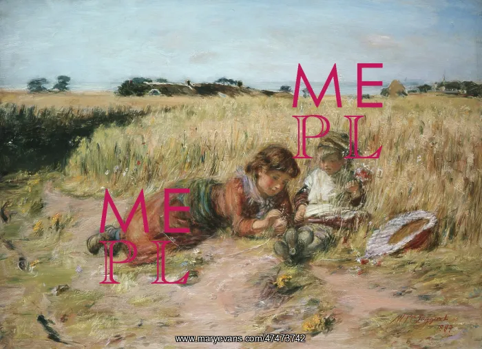 : Corn in the Ear ' two children in field : Corn in the Ear ' two children in field