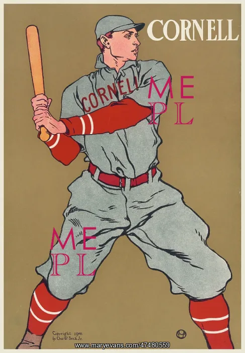 : Cornell. Print shows a baseball player, from Cornell University, holding bat. Date c1908 : Cornell. Print shows a baseball player, from Cornell University, holding bat. Date c1908
