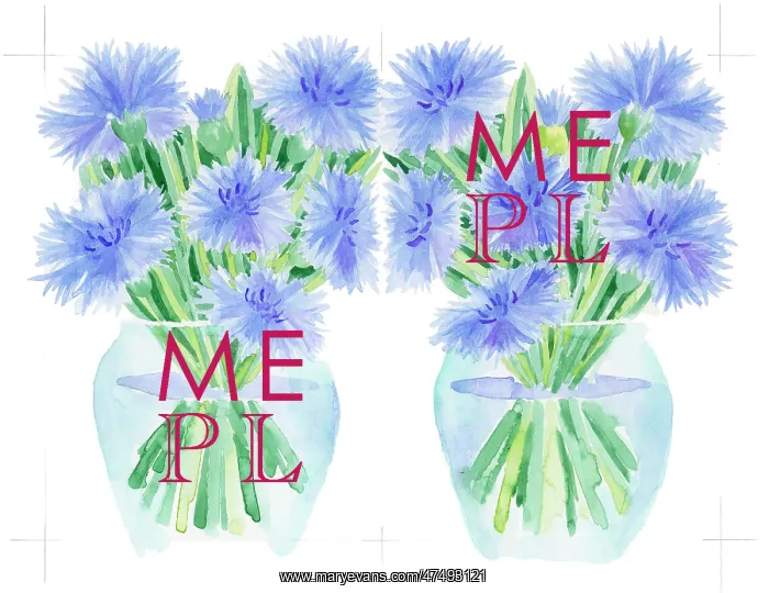 : Cornflowers in a vase ? cut-out design : Cornflowers in a vase ? cut-out design