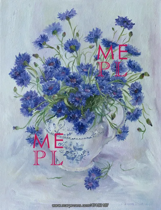  : Cornflowers in a White Jug