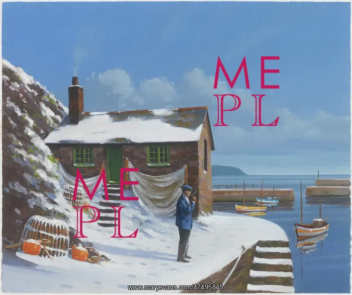 : Cornish Harbour Scene ? with snow : Cornish Harbour Scene ? with snow