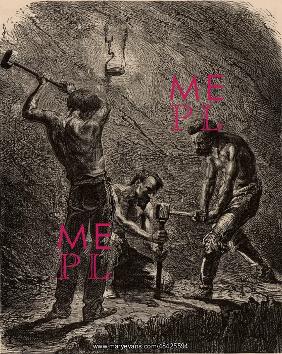 : Cornish miners boring a hole to take a charge : Cornish miners boring a hole to take a charge