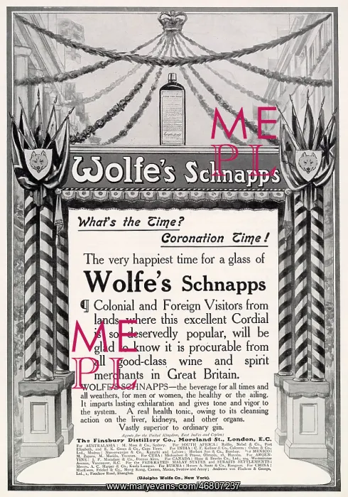 : Coronation 1911 - Wolfe's Schnapps : Coronation 1911 - Wolfe's Schnapps