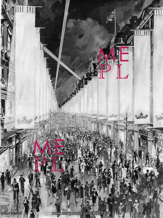 : Coronation 1937 - Bond Street arrayed in white : Coronation 1937 - Bond Street arrayed in white