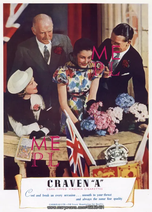 : Coronation 1937 - Craven A cigarettes advertisement : Coronation 1937 - Craven A cigarettes advertisement