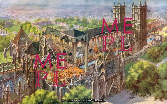 : Coronation 1937 - cutaway of Westminster Abbey : Coronation 1937 - cutaway of Westminster Abbey