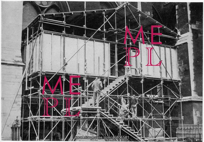 : Coronation 1937 preparations - north wall, Westminster Abbey : Coronation 1937 preparations - north wall, Westminster Abbey