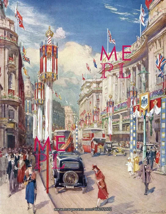 : Coronation 1937 - Regent Street decorated : Coronation 1937 - Regent Street decorated