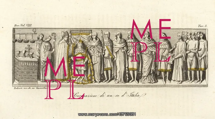 : Coronation of an ancient Italian king by the archbishop : Coronation of an ancient Italian king by the archbishop