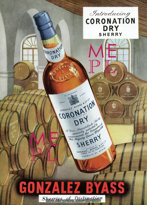 : Coronation Dry Sherry advertisement, 1953 : Coronation Dry Sherry advertisement, 1953