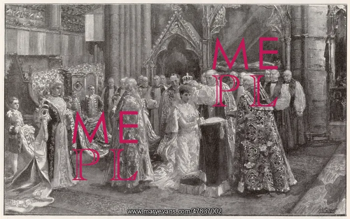 : Coronation of Edward VII - Queen Alexandra being crowning : Coronation of Edward VII - Queen Alexandra being crowning