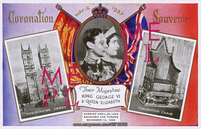 : Coronation Souvenir Postcard - King George VI : Coronation Souvenir Postcard - King George VI