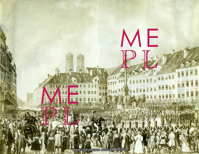 : Corpus Christi procession on the Marienplatz, 1830 : Corpus Christi procession on the Marienplatz, 1830