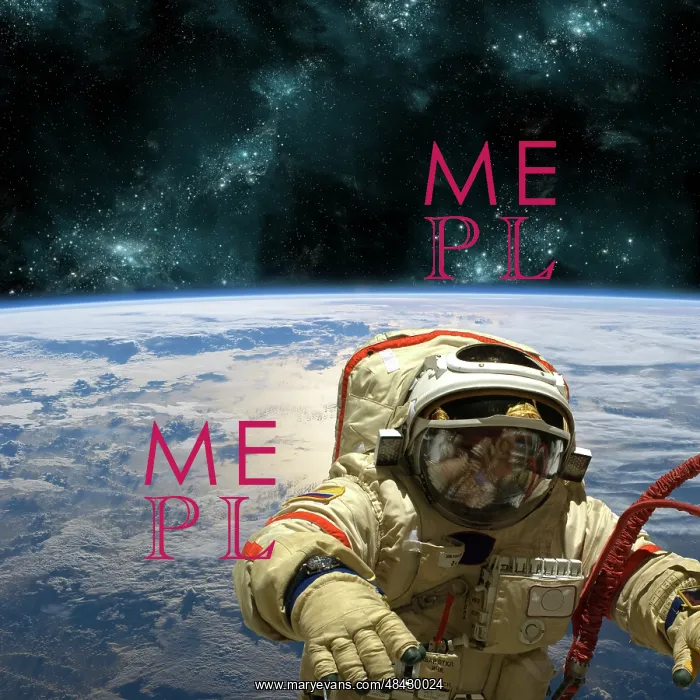 : A cosmonaut floats in space above Earth : A cosmonaut floats in space above Earth