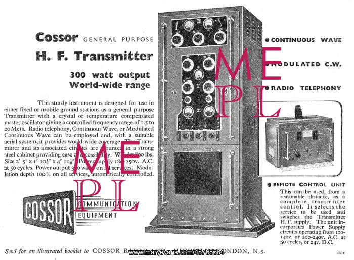 : Cossor 300 Watt HF Transmitter : Cossor 300 Watt HF Transmitter