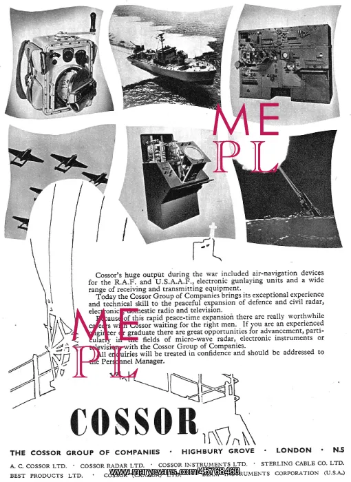 : Cossor Radar Systems 1955 : Cossor Radar Systems 1955