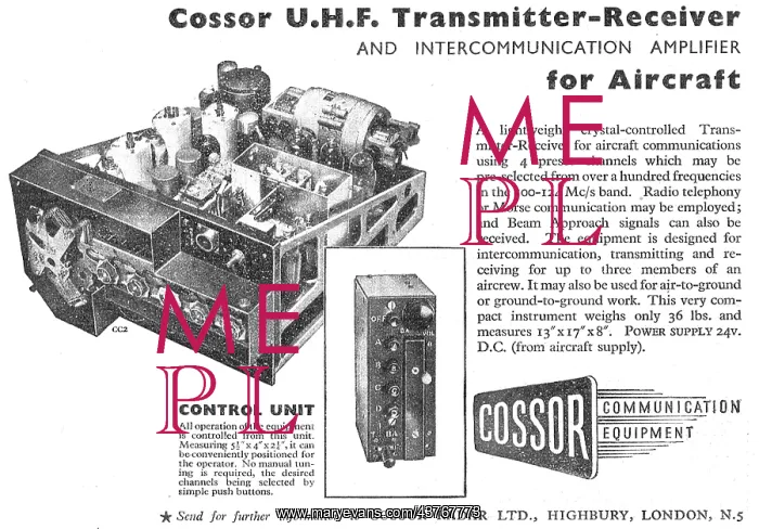 : Cossor UHF Transmitter-Receiver For Aircraft : Cossor UHF Transmitter-Receiver For Aircraft