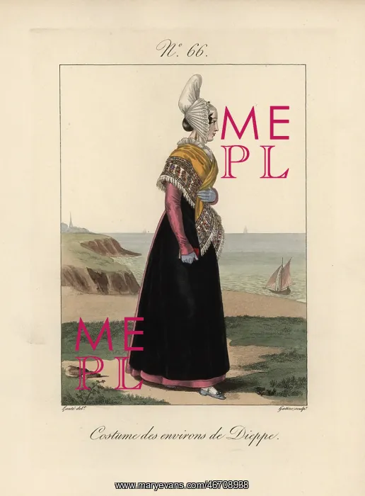 : Costume of the area of Dieppe Bonnet with its : Costume of the area of Dieppe Bonnet with its