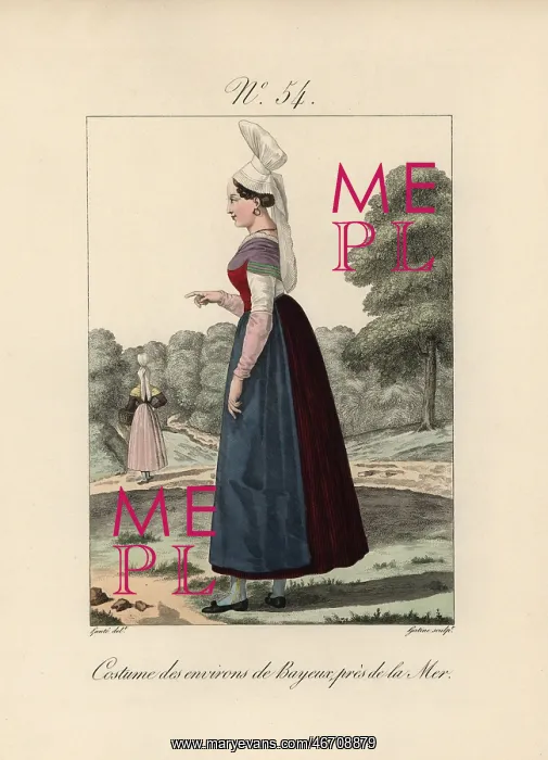 : Costume of Bayeux Falling tails from the bonnet : Costume of Bayeux Falling tails from the bonnet