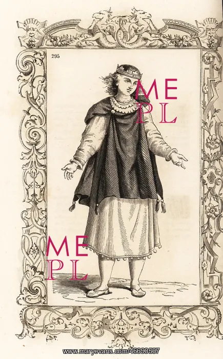 : Costume of a bride of Lolland, 16th century : Costume of a bride of Lolland, 16th century