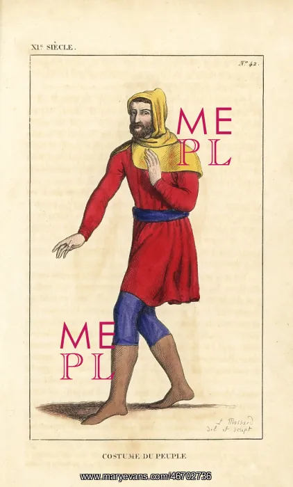 : Costume of the common man, 11th century : Costume of the common man, 11th century