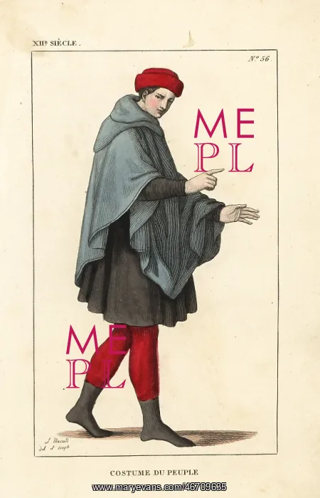: Costume of a common man, 12th century : Costume of a common man, 12th century
