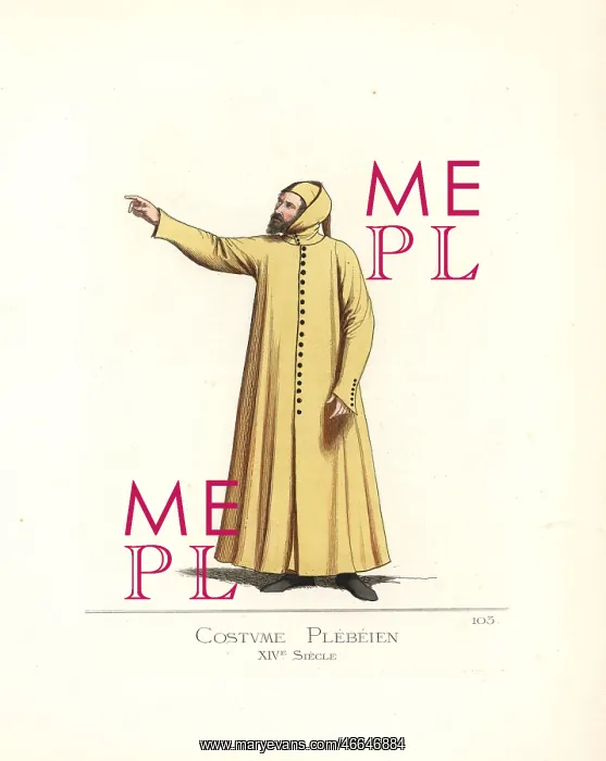 : Costume of a common man, 14th century : Costume of a common man, 14th century