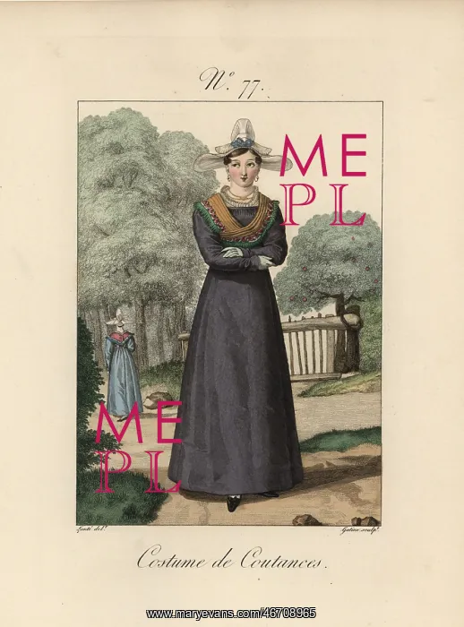 : Costume of Coutances View of the bonnet with : Costume of Coutances View of the bonnet with