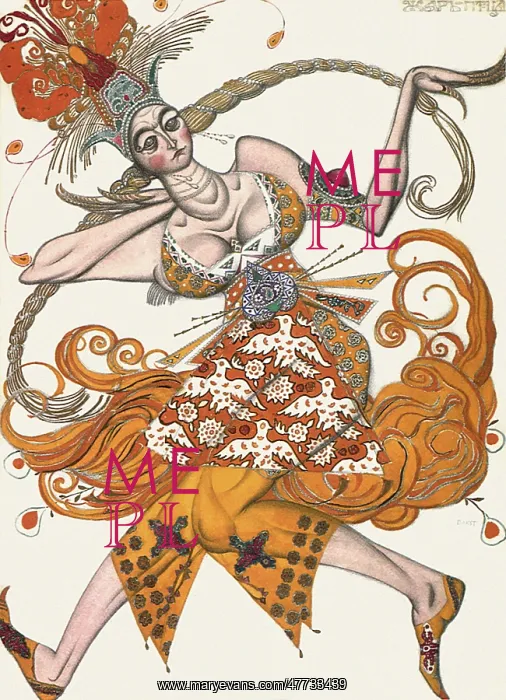 : Costume design by Bakst for the Firebird in The Firebird : Costume design by Bakst for the Firebird in The Firebird